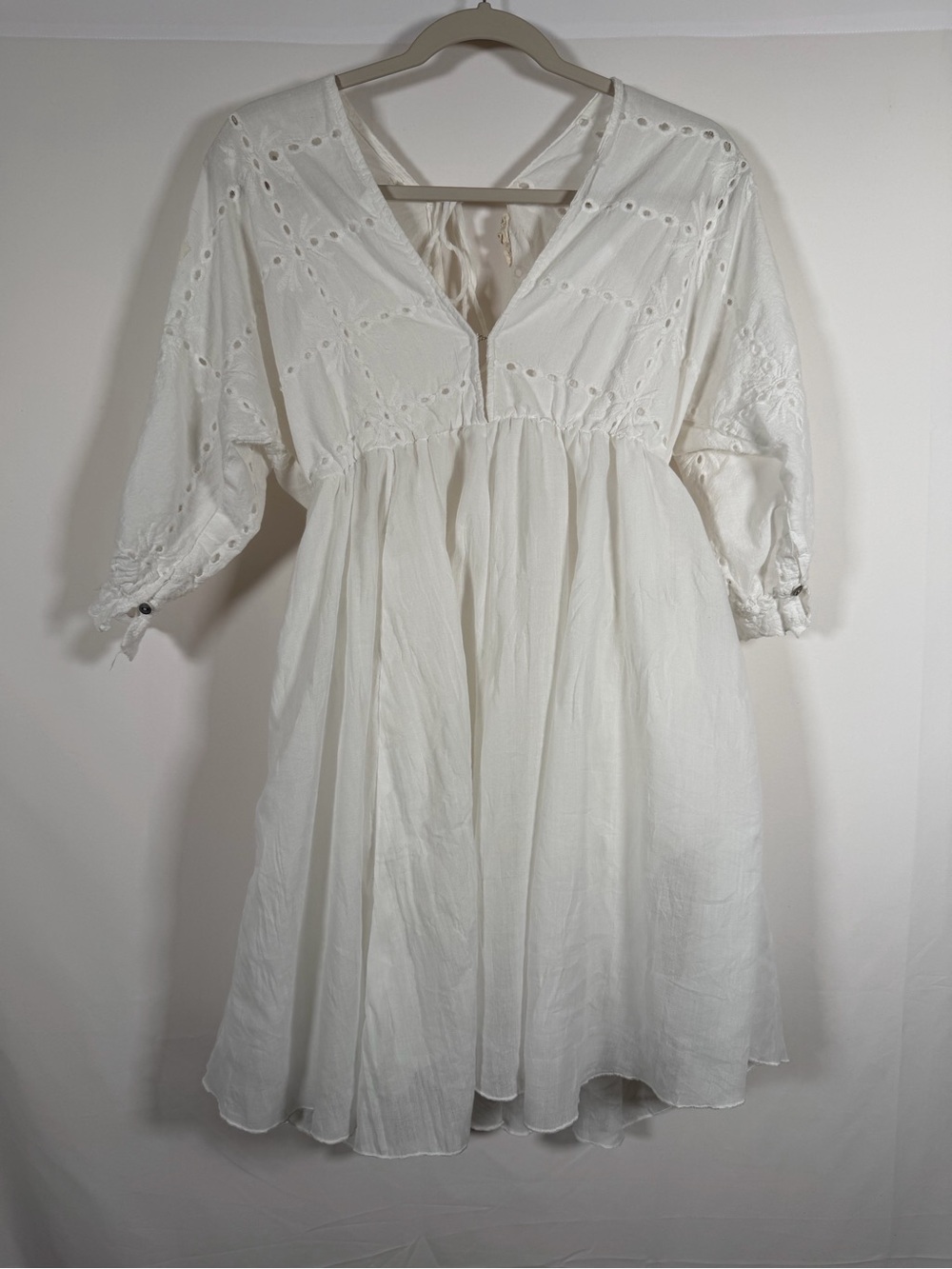 Mystree White Eyelet Peasant Cottage Boho Festival Dress